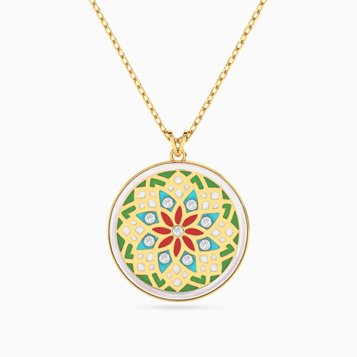 MLN990 - Circle Diamonds & Enamel Coated Necklace in 18K Gold - 21046110919-1.jpg