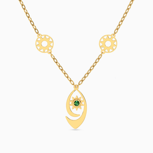 MLN795 - Sun Green Stones Necklace in 18K Gold - 21046110830-1.jpg