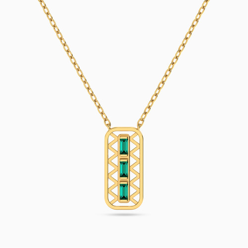 MLN799 - Baguette Green Stones Necklace in 18K Gold - 21046110837-1.jpg