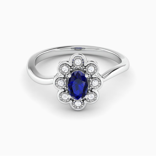 LDR2032 - Flower Diamond & Blue Stone Ring in 18K Gold - RN403650W18HSA1-1.jpg