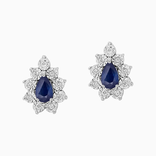 LDE56 - Pear Diamond & Blue Stone Stud Earrings in 18K Gold - EA80913SB-1.jpg