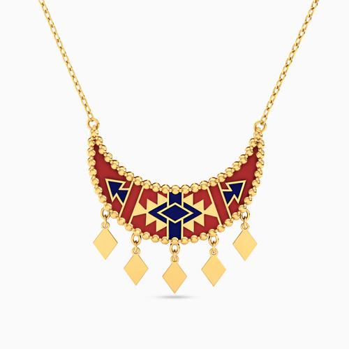 LIN421 - Crescent Colored Stones Necklace in 18K Gold - 111405180105-1.jpg