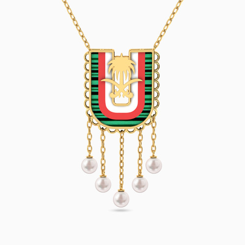 LIN620 - Arabesque Pearl & Colored Stones Necklace in 18K Gold - 111405180286-1.jpg