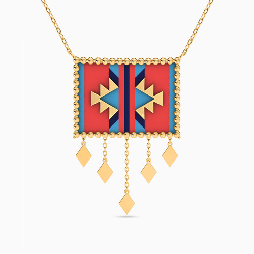 LIN422 - Rectangle Colored Stones Necklace in 18K Gold - 111405180106-1.jpg