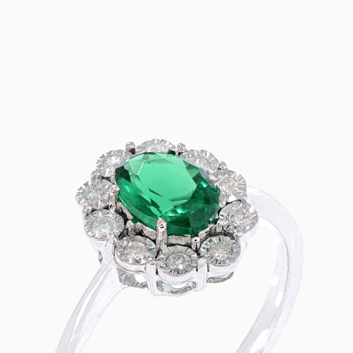 LDR641 - Oval Diamond & Green Stones Ring in 18K Gold - R80915EM-3.jpg