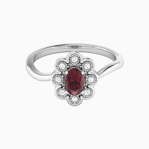 LDR2031 - Flower Diamond & Red Stone Ring in 18K Gold - RN403650W18HRU1-1.png