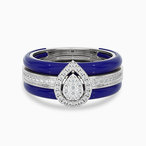 LDR1879 - Pear Diamond & Enamel Coated Twin Rings in 18K Gold - CR000254AB-14-1.jpg