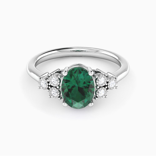 LDR2042 - Oval Diamond & Green Stones Ring in 18K Gold - RN400305W18HEM1-1.jpg