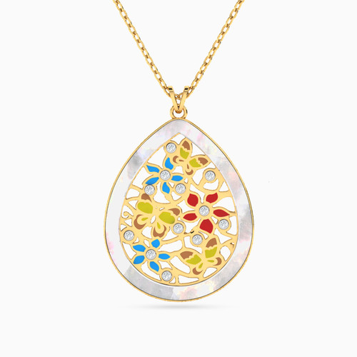 MLN983 - Pear Diamonds & Enamel Coated Necklace in 18K Gold - 21046110912-1.jpg