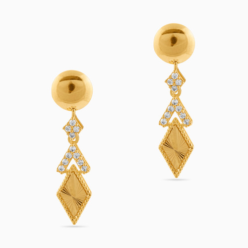 LGE28 - Rhombus Cubic Zirconia Drop Earrings in 21K Gold - 22003110019-1.jpg