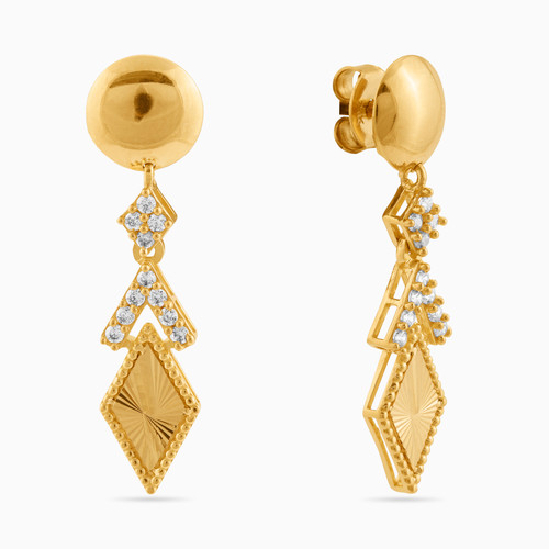LGE28 - Rhombus Cubic Zirconia Drop Earrings in 21K Gold - 22003110019-1.jpg