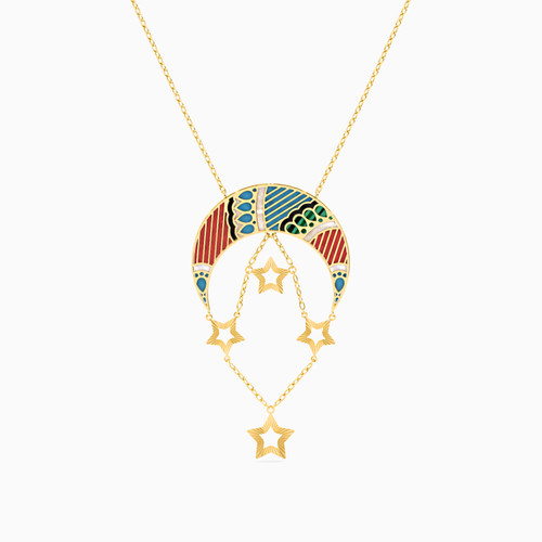 LIN429 - Arabesque Colored Stones Necklace in 18K Gold - 111405180136-1.jpg