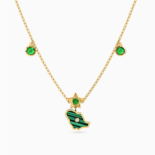LIN615 - KSA Map Green Stones Necklace in 18K Gold - 111405120282-1.jpg