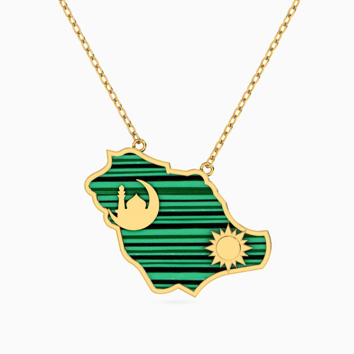 LIN903 - KSA Map Green Stones Necklace in 18K Gold - 111405120300-1.jpg