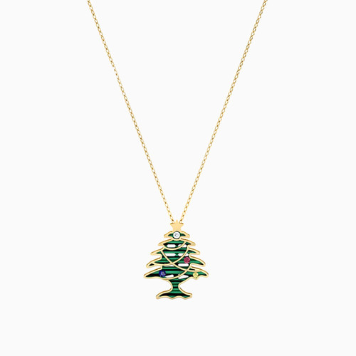 LIN318 - Tree Diamond & Colored Stones Necklace in 18K Gold - 111405120072-3.jpg