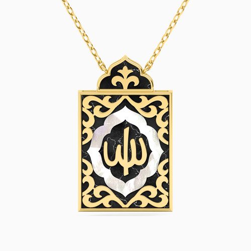 LIN492 - Allah Colored Stones Necklace in 18K Gold - 111405190152-1.jpg