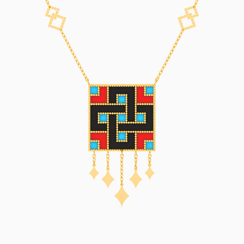 LIN32 - Square Colored Stones Necklace in 18K Gold - 111405180229-1.jpg