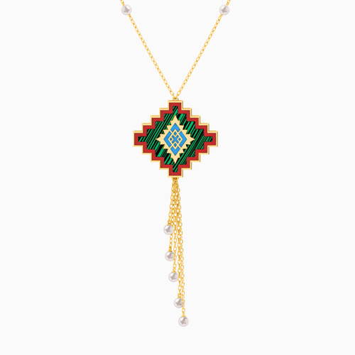 LIN45 - Square Colored Stones Necklace in 18K Gold - 111405180235-1.jpg