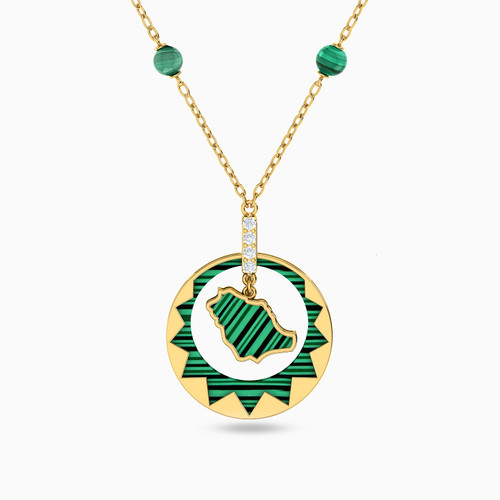 LIN610 - KSA Map Green Stones Necklace in 18K Gold - 111405120276-1.jpg