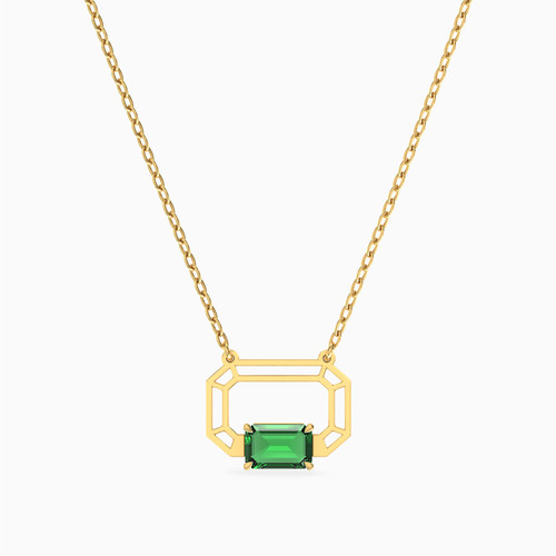 LIN788 - Rectangle Green Stones Necklace in 18K Gold - 111404120332-1.jpg