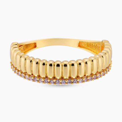 LGR1033 - Textured Cubic Zirconia Ring in 21K Gold - 92002180098-1.jpg