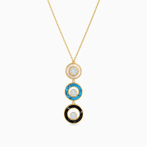 LIN591 - Circle Colored Stones Necklace in 18K Gold - 111405180258-1.jpg