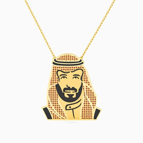 LIN767 - Prince Mohamed Bin Salman Portrait Colored Stones Necklace in 18K Gold - 111405180166-1.jpg