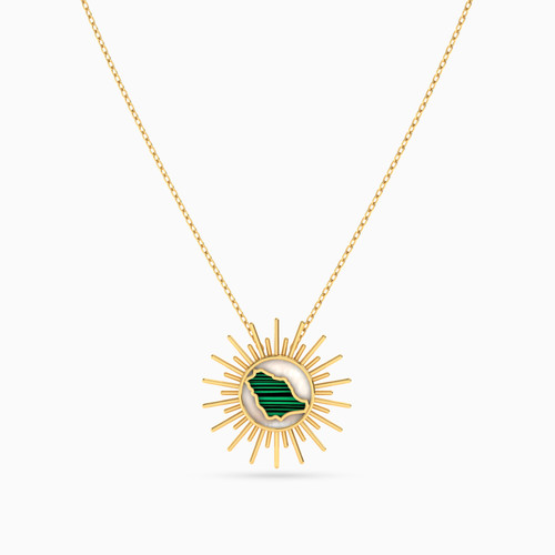 LIN905 - KSA Map Green Stones Necklace in 18K Gold - 111405180302-3.jpg