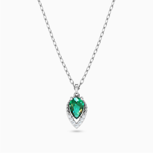 MLN754 - Pear Diamonds & Green Stones Necklace in 18K Gold - 21046110757-1.jpg