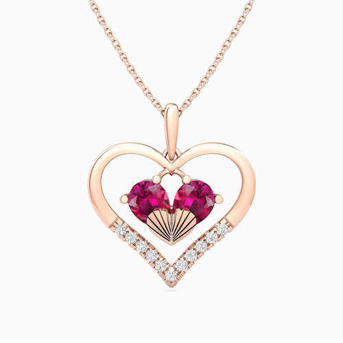 LDN661 - Heart Diamond & Red Stone Necklace in 18K Gold - PD86885-1.jpg