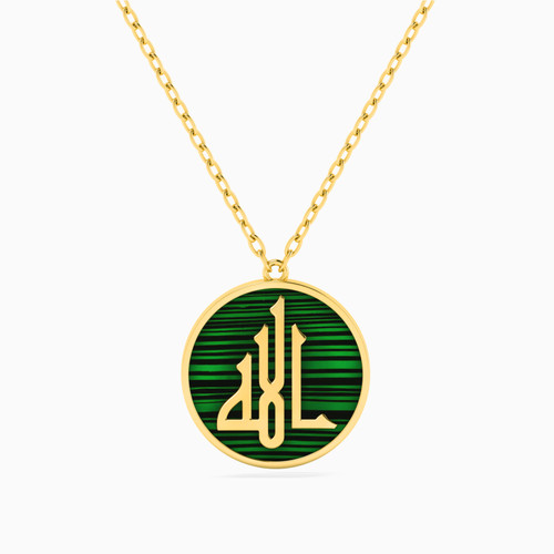 LIN484 - Allah Green Stones Necklace in 18K Gold - 111405120146-1.jpg
