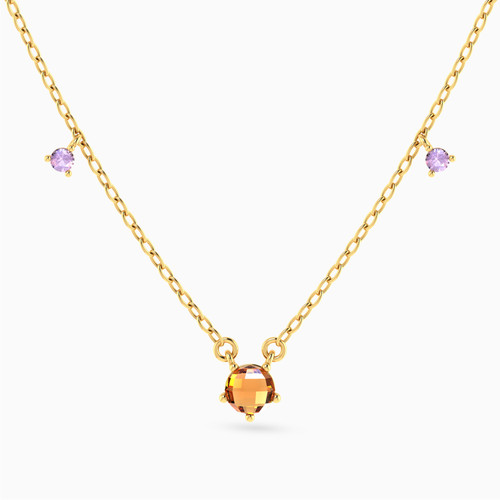 LIN1121 - Round Colored Stones Necklace in 18K Gold - 111404180406 -1.jpg