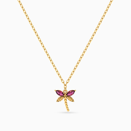 LIN1124 - Dragonfly Rose Stone Necklace in 18K Gold - 111404130419-1.jpg