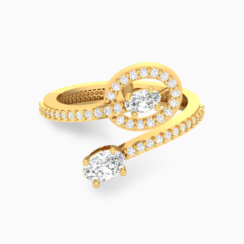 LGR513 - 18K Gold Cubic Zirconia Two-headed Ring - 61002180122-1.jpg