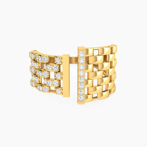 LGR411 - Textured Cubic Zirconia Two headed Ring in 21K Gold - 22002111566-1.jpg