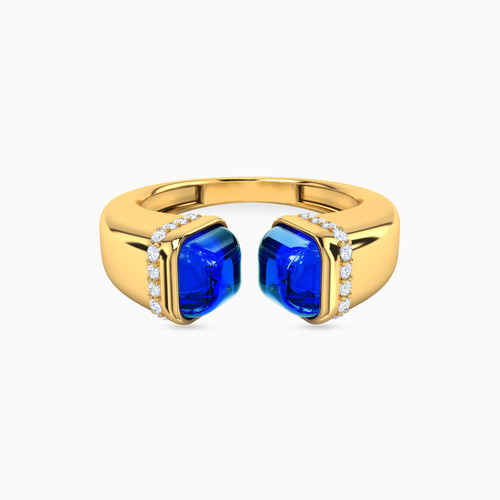 LGR369 - Square Blue Stone Two headed Ring in 18K Gold - 21002790109-1.jpg