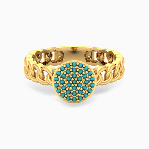 LGR485 - Circle Green Stones Ring in 18K Gold - 61002180058-1.jpg