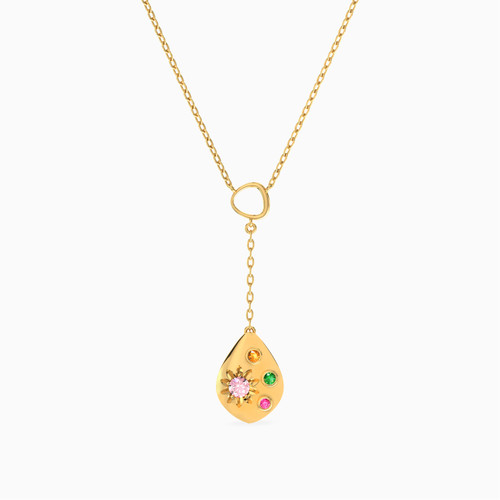 MLN1053 - Pear Colored Stones Necklace in 18K Gold - 21046110979-1.jpg