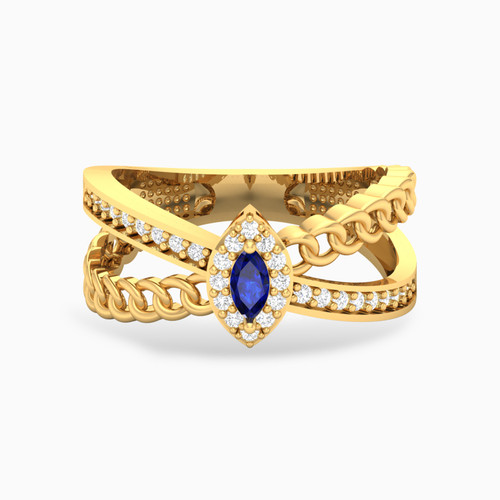LGR498 - Marquise Blue Stone Ring in 18K Gold - 61002180077-1.jpg