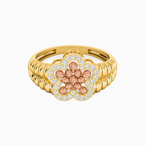 LGR92 - Flower Cubic Zirconia Ring in 21K Gold - 22002020135-1.jpg