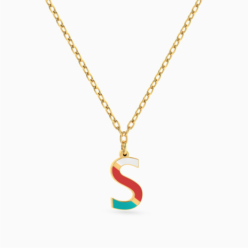 MLN1169 - Letter S Enamel Coated Necklace in 18K Gold - 21046111062-1.jpg