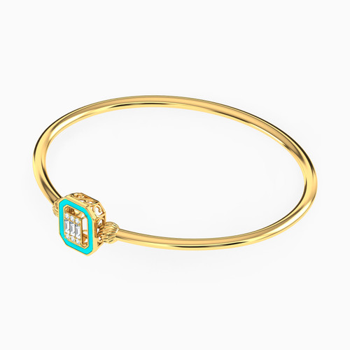 LGB307 - Square Colored Stones & Enamel Coated Bangle Bracelet in 18K Gold - 21009110219-2.jpg