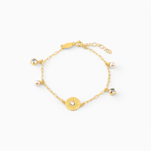 WB64 - Circle Clear Stone Gold Plated Chain Bracelet - A4258-07DP-1.jpg