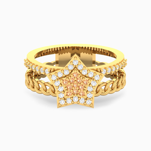 LGR504 - Star Orange Stone Ring in 18K Gold - 61002180085-1.jpg