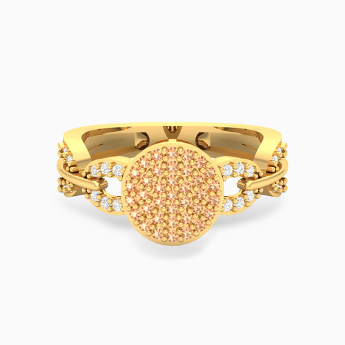 LGR522 - Circle Orange Stone Ring in 18K Gold - 61002180135-1.jpg