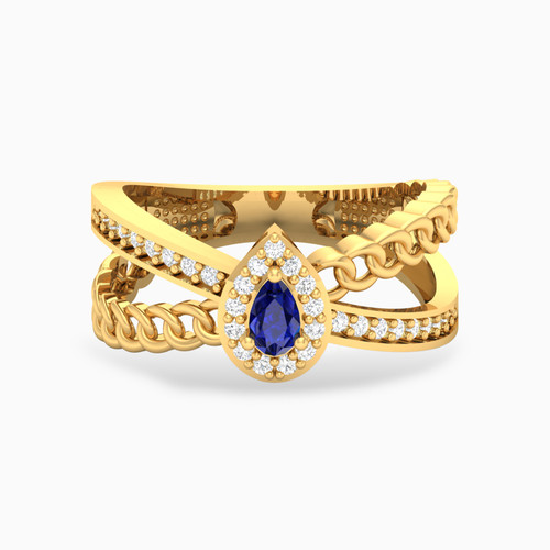 LGR495 - Pear Blue Stone Ring in 18K Gold - 61002180071-1.jpg