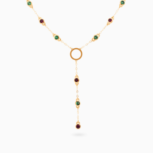MLN818 - Circle Colored Stones Necklace in 18K Gold - 21046030247-1.jpg