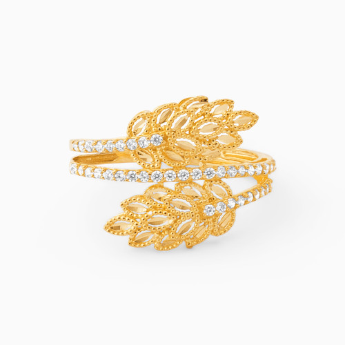 LGR253 - Leaf Cubic Zirconia Two headed Ring in 21K Gold - 22002111403-1.jpg