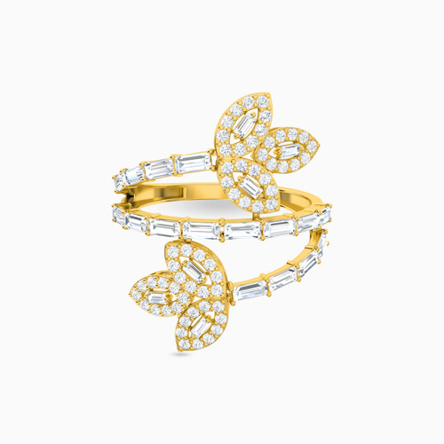 LGR150 - Leaf Cubic Zirconia Two headed Ring in 18K Gold - 21002790093-1.jpg