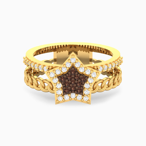 LGR503 - Star Brown Stone Ring in 18K Gold - 61002180084-1.jpg